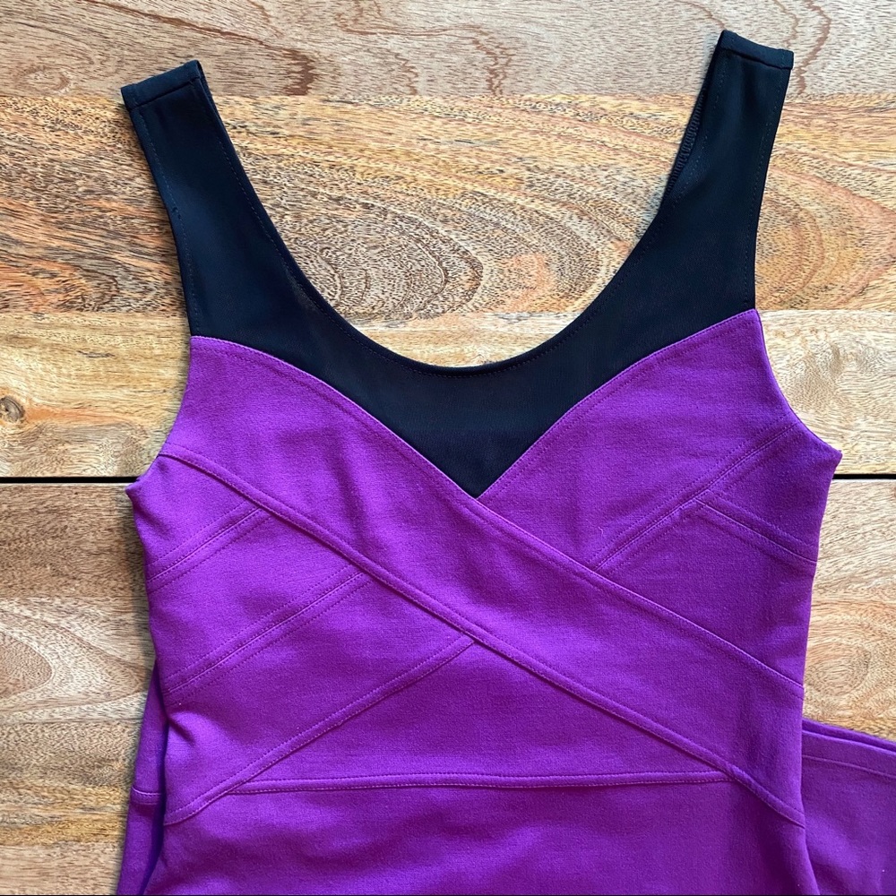 Express Purple & Mesh Bandage Bodycon Dress - Picture 3 of 8
